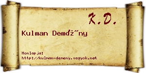 Kulman Demény névjegykártya